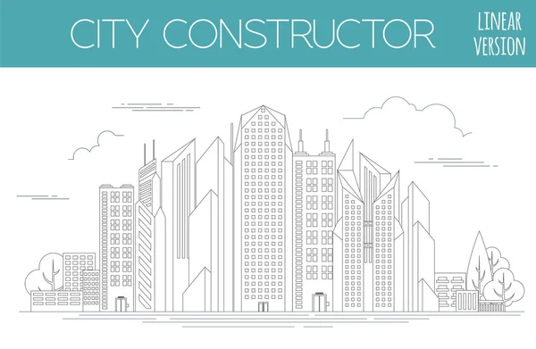 Great city map creator. Outline version. House constructor. Hous — Stock vektor