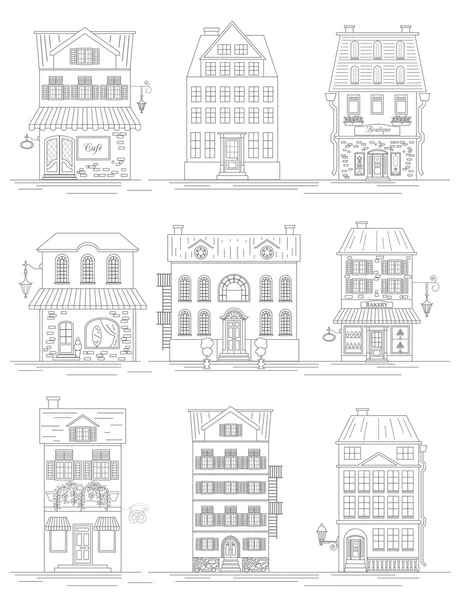 Great city map creator. Outline version. House constructor. Hous — Stock vektor