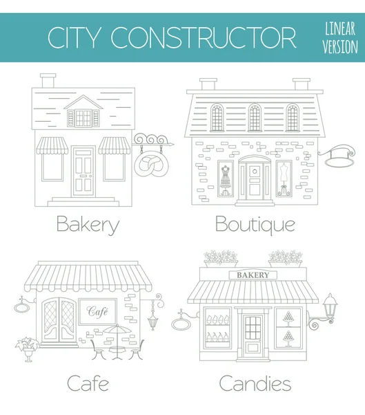 Great city map creator. Outline version. House constructor. Hous — Διανυσματικό Αρχείο