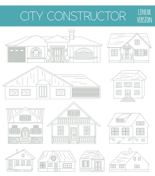 Great city map creator. Outline version. House constructor. Hous — Wektor stockowy