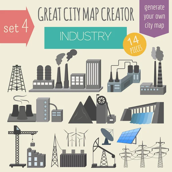 Gran creador de mapas de la ciudad. Constructor de casas. Casa, cafetería, restaurante — Archivo Imágenes Vectoriales