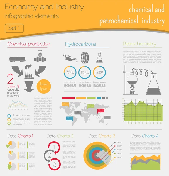 Economia e indústria. Indústria química e petroquímica. Indus — Vetor de Stock