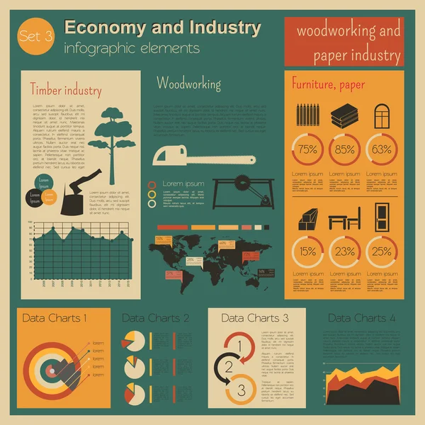 Economy and industry. Woodworking and paper industry. Industrial — 图库矢量图片