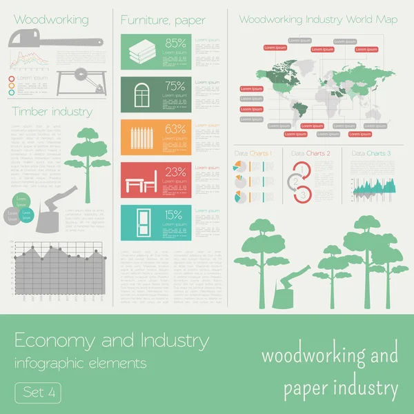 Economía e industria. Industria de la madera y del papel. Industrial — Vector de stock