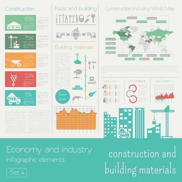 Economía e industria. Materiales de construcción y construcción. Indus — Archivo Imágenes Vectoriales