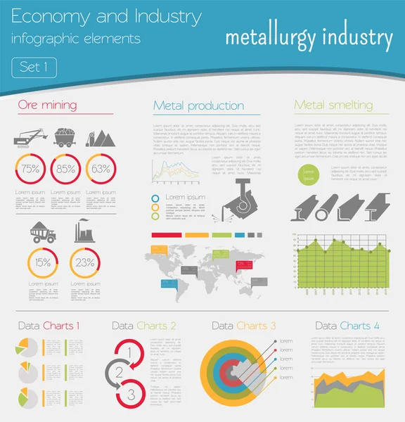 Economía e industria. Industria metalúrgica. Infografías industriales — Archivo Imágenes Vectoriales