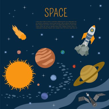 Space, universe graphic design. Infographic template