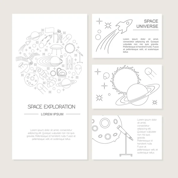 Space, universe graphic design. Banners, layot, flyer templates — Stock Vector