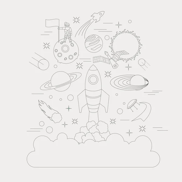 Space, universe graphic design. Linear icon set — Διανυσματικό Αρχείο