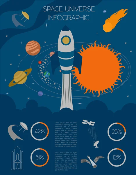 Espaço, design gráfico do universo. Modelo infográfico —  Vetores de Stock