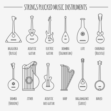 Musical instruments graphic template. Strings plucked clipart
