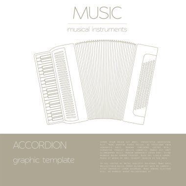Müzik aletleri grafik şablonu. Akordeon.
