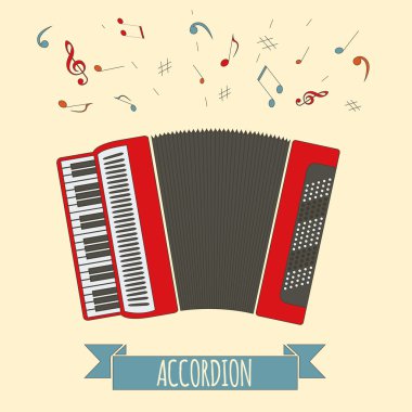 Müzik aletleri grafik şablonu. Akordeon.