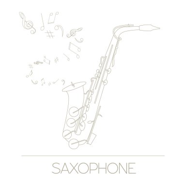 Müzik aletleri grafik şablonu. Saksafon