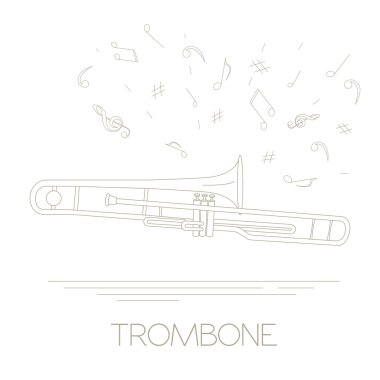 Müzik aletleri grafik şablonu. Trombon