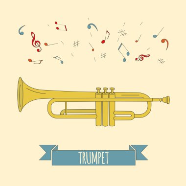 Müzik aletleri grafik şablonu. Trompet