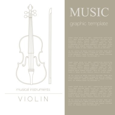 Müzik aletleri grafik şablonu. Keman.