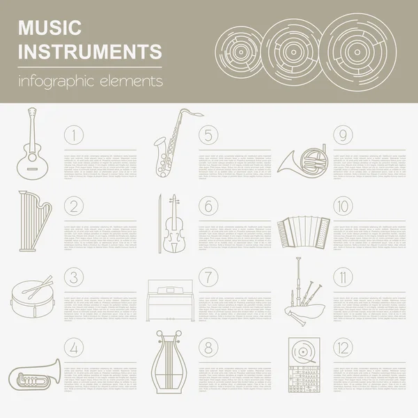 Μουσικά όργανα πρότυπο γραφικών. Όλα τα είδη μουσικά instr — Διανυσματικό Αρχείο