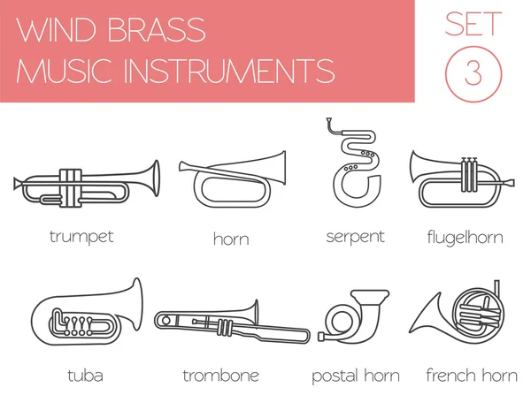 Modèle graphique d'instruments de musique. Laiton vent . — Image vectorielle