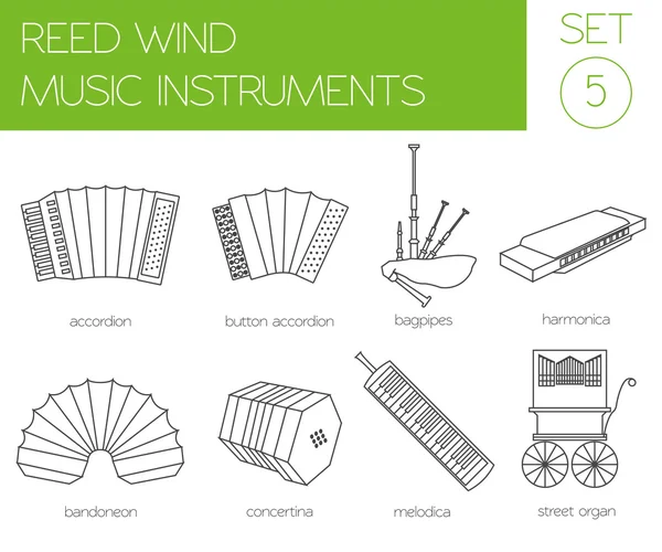 Μουσικά όργανα πρότυπο γραφικών. Reed άνεμος. — Διανυσματικό Αρχείο