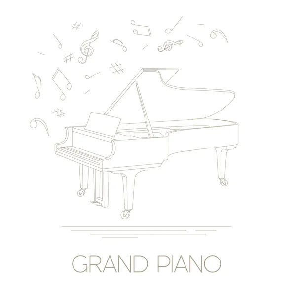 Plantilla gráfica instrumentos musicales. Gran piano — Vector de stock