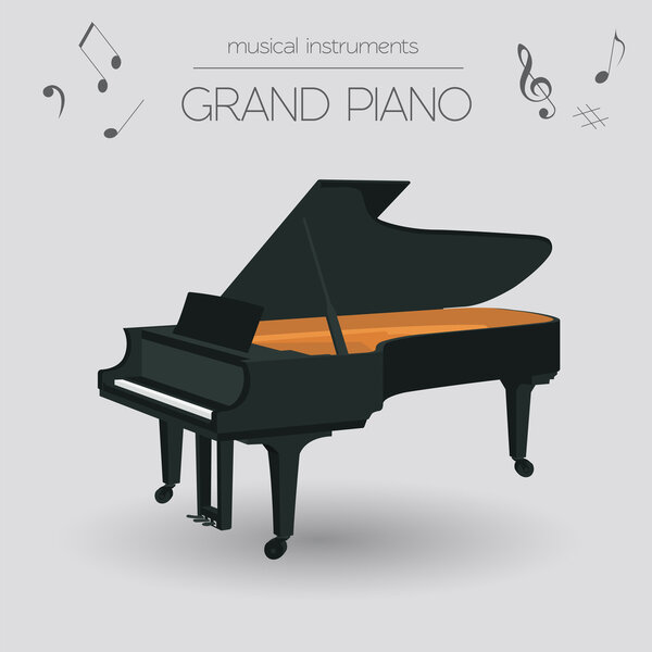 Musical instruments graphic template. Grand piano