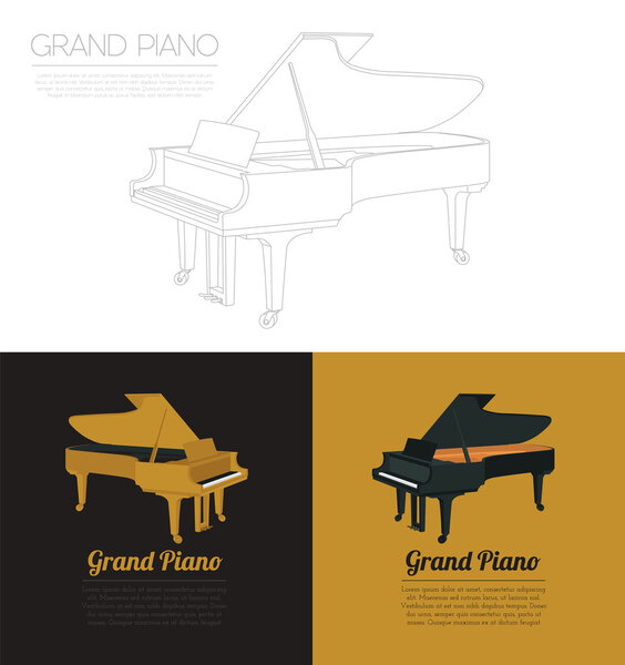 Musical instruments graphic template. Grand piano