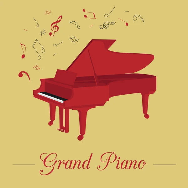 Musical instruments graphic template. Grand piano — Stock Vector