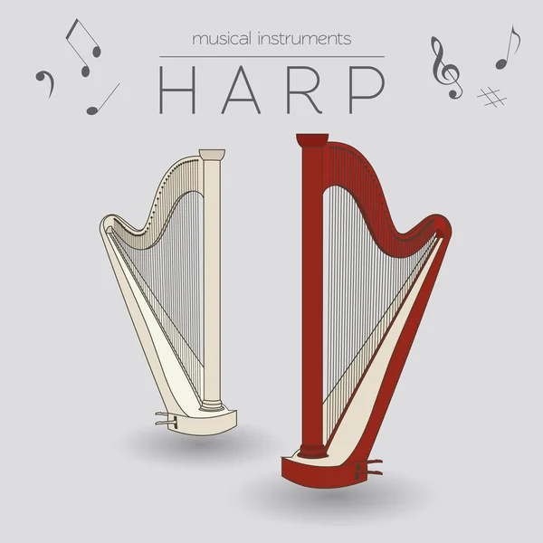 Modèle graphique d'instruments de musique. Harpe — Image vectorielle