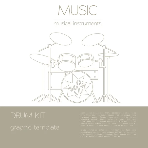 Müzik aletleri grafik şablonu. Drumkit. — Stok Vektör