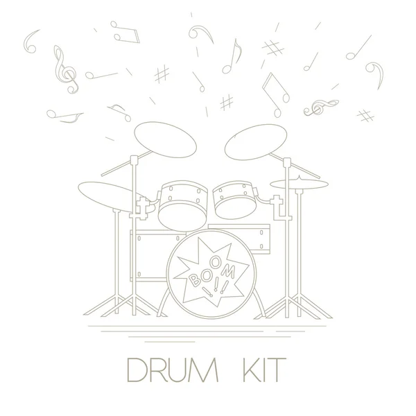 Plantilla gráfica instrumentos musicales. Kit de batería . — Vector de stock