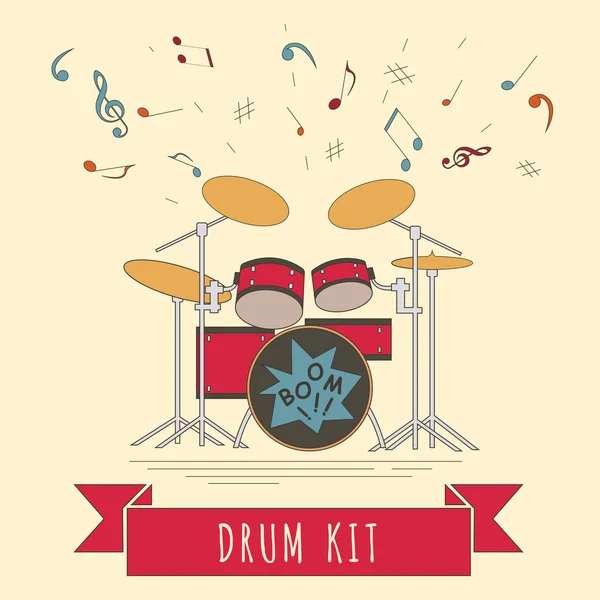 Müzik aletleri grafik şablonu. Drumkit. — Stok Vektör