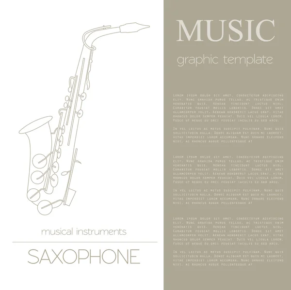 Plantilla gráfica instrumentos musicales. Saxofón — Vector de stock