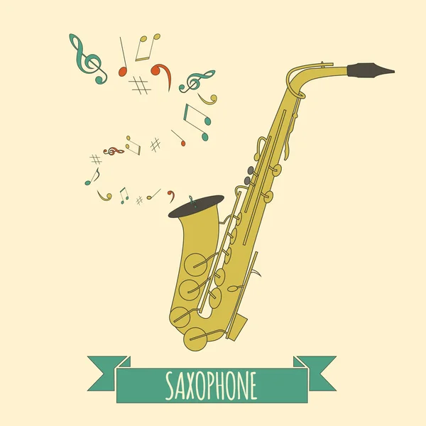 Musikinstrument grafisk mall. Saxofon — Stock vektor