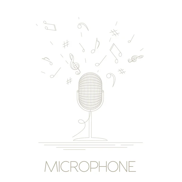 Musical instruments graphic template. Microphone — Stock Vector