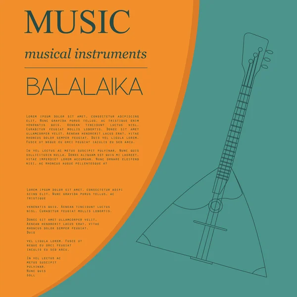 Plantilla gráfica instrumentos musicales. Balalaika . — Vector de stock
