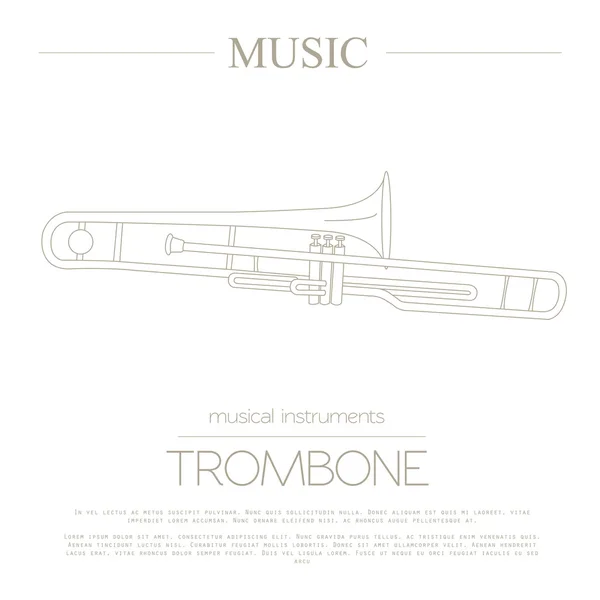 Instrumentos musicais modelo gráfico. Trombone — Vetor de Stock