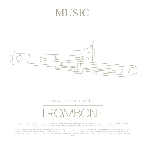 Alat musik templat grafis. Trombon - Stok Vektor