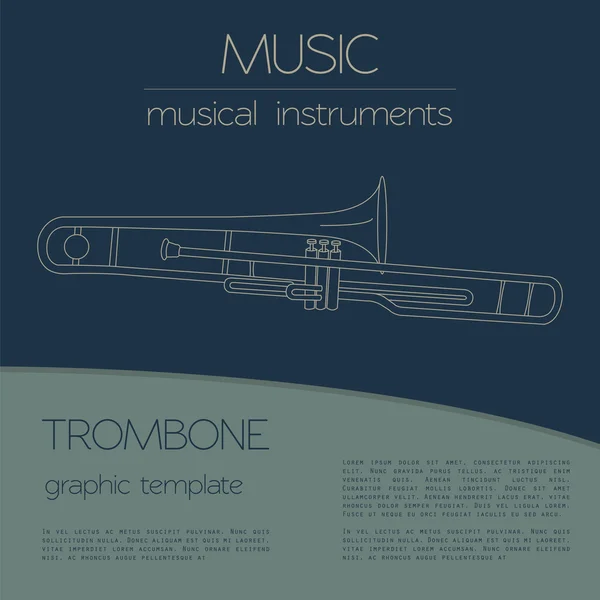 Plantilla gráfica instrumentos musicales. Trombón — Vector de stock