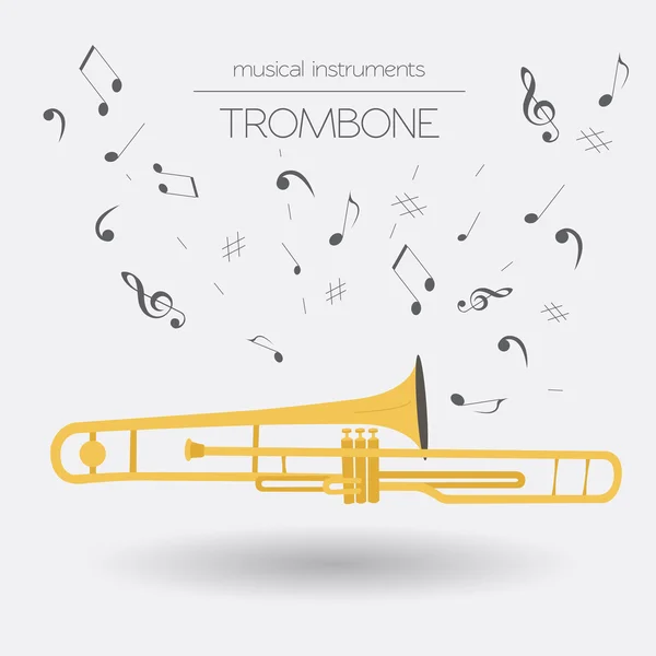 Muziekinstrumenten grafische sjabloon. Trombone — Stockvector