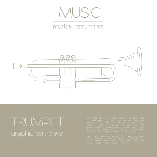 Modèle graphique d'instruments de musique. Trompette — Image vectorielle