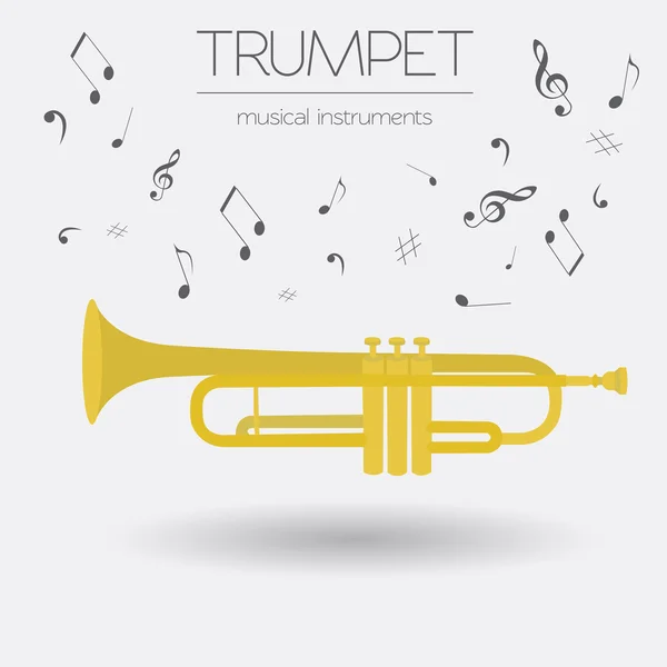 Grafische Vorlage für Musikinstrumente. Trompete — Stockvektor