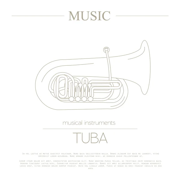 Plantilla gráfica instrumentos musicales. Tuba . — Archivo Imágenes Vectoriales
