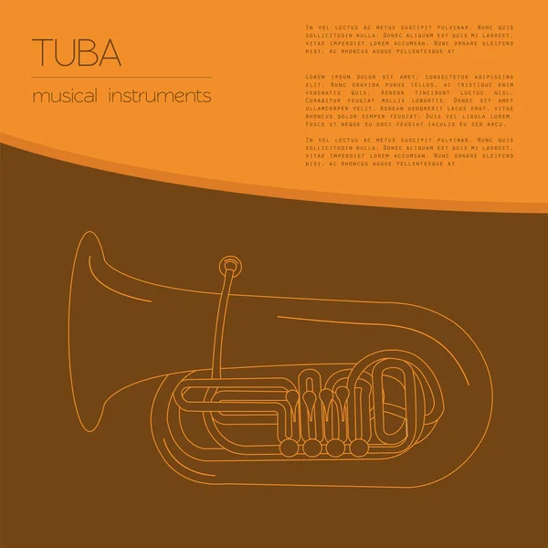 Strumenti musicali modello grafico. Tuba . — Vettoriale Stock
