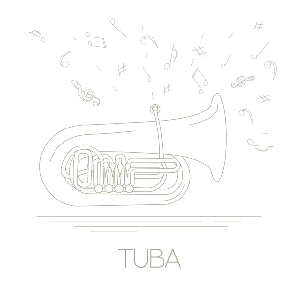 Grafische Vorlage für Musikinstrumente. Tuba. — Stockvektor