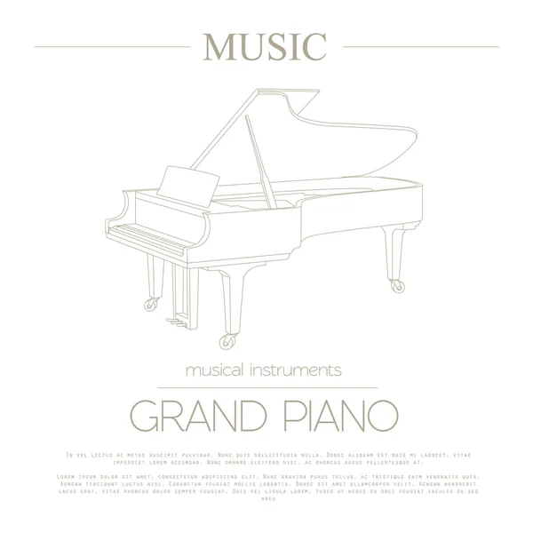 Plantilla gráfica instrumentos musicales. Gran piano — Archivo Imágenes Vectoriales