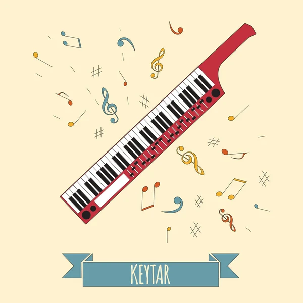 Plantilla gráfica instrumentos musicales. Keytar . — Vector de stock