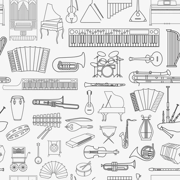 Instrumentos musicais sem costura padrão —  Vetores de Stock
