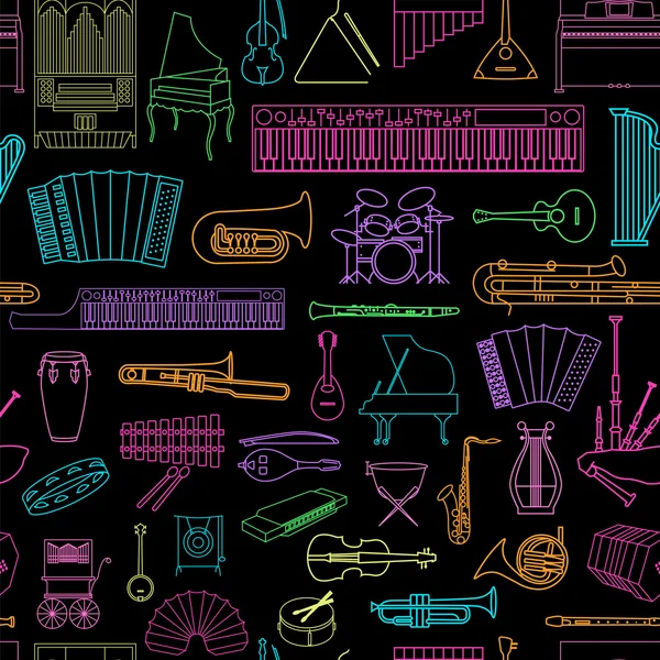 Instrumentos musicales patrón sin costura — Vector de stock