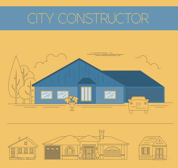 Construção de modelos gráficos exteriores. Esboço e versão a cores s — Vetor de Stock